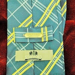 Men's Stafford Executive Silk Tie. Hand Made In China. Grey And Gold.